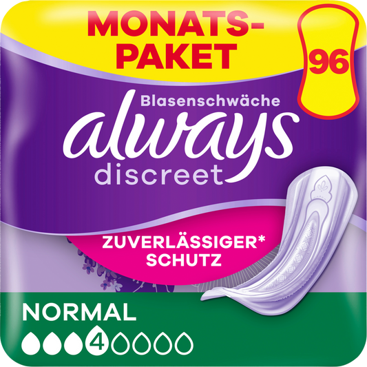 Always Discreet Inkontinenz-Einlagen Normal (96 STK) Monatspaket