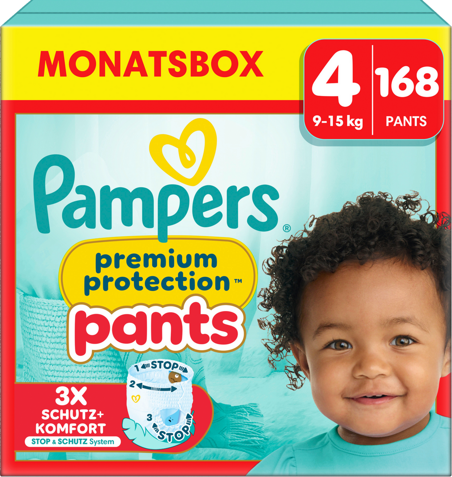 Pampers Premium Protection Pants Gr.4 Maxi 9-15kg (168 STK) Monatsbox