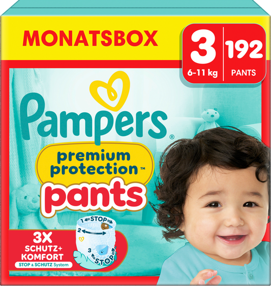 Pampers Premium Protection Pants Gr.3 Midi 6-11kg (192 STK) Monatsbox