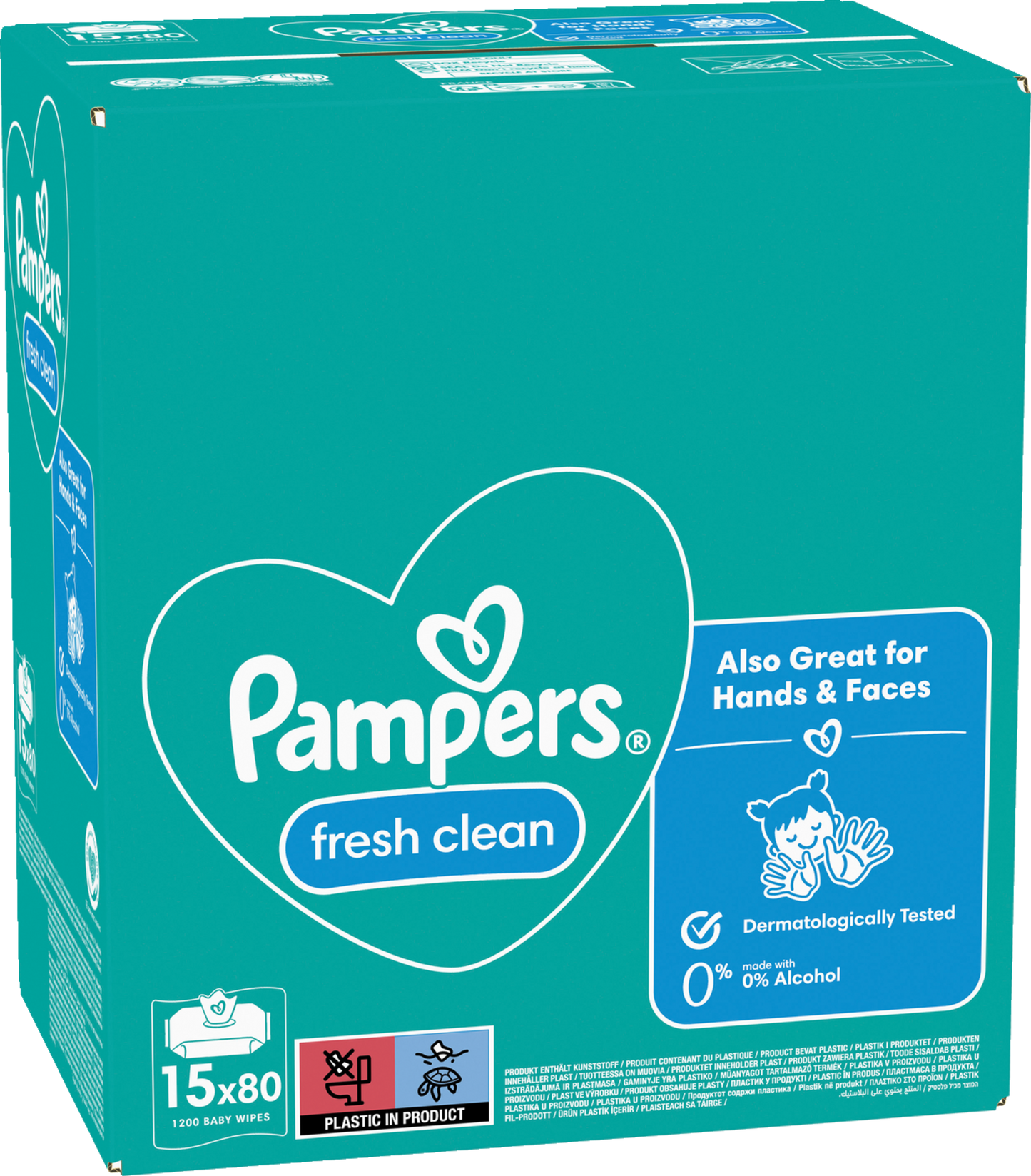 Pampers Fresh Clean Feuchttücher (15 x 80 STK) Karton