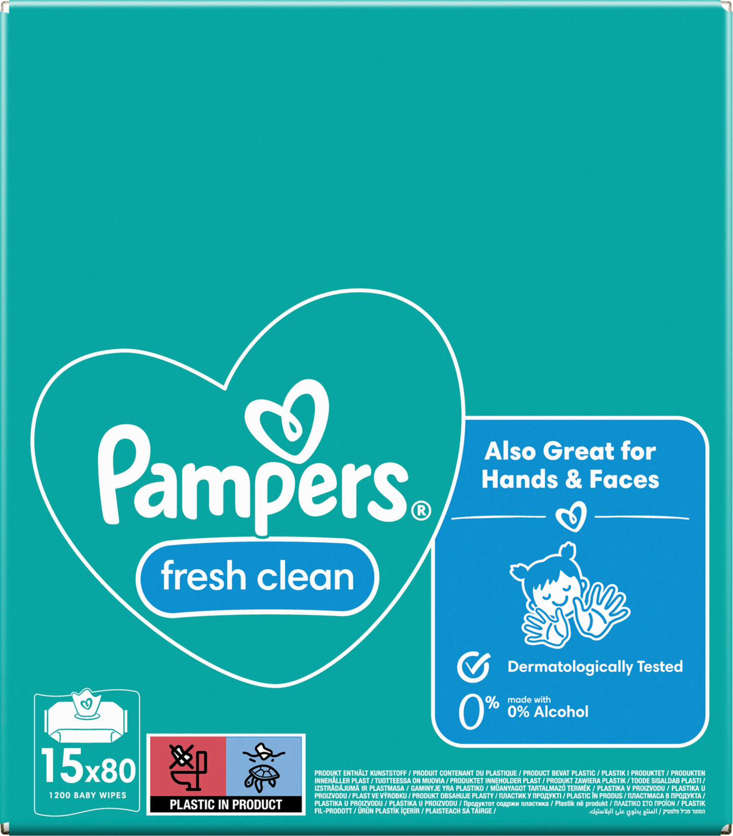 Pampers Fresh Clean Feuchttücher (15 x 80 STK) Karton