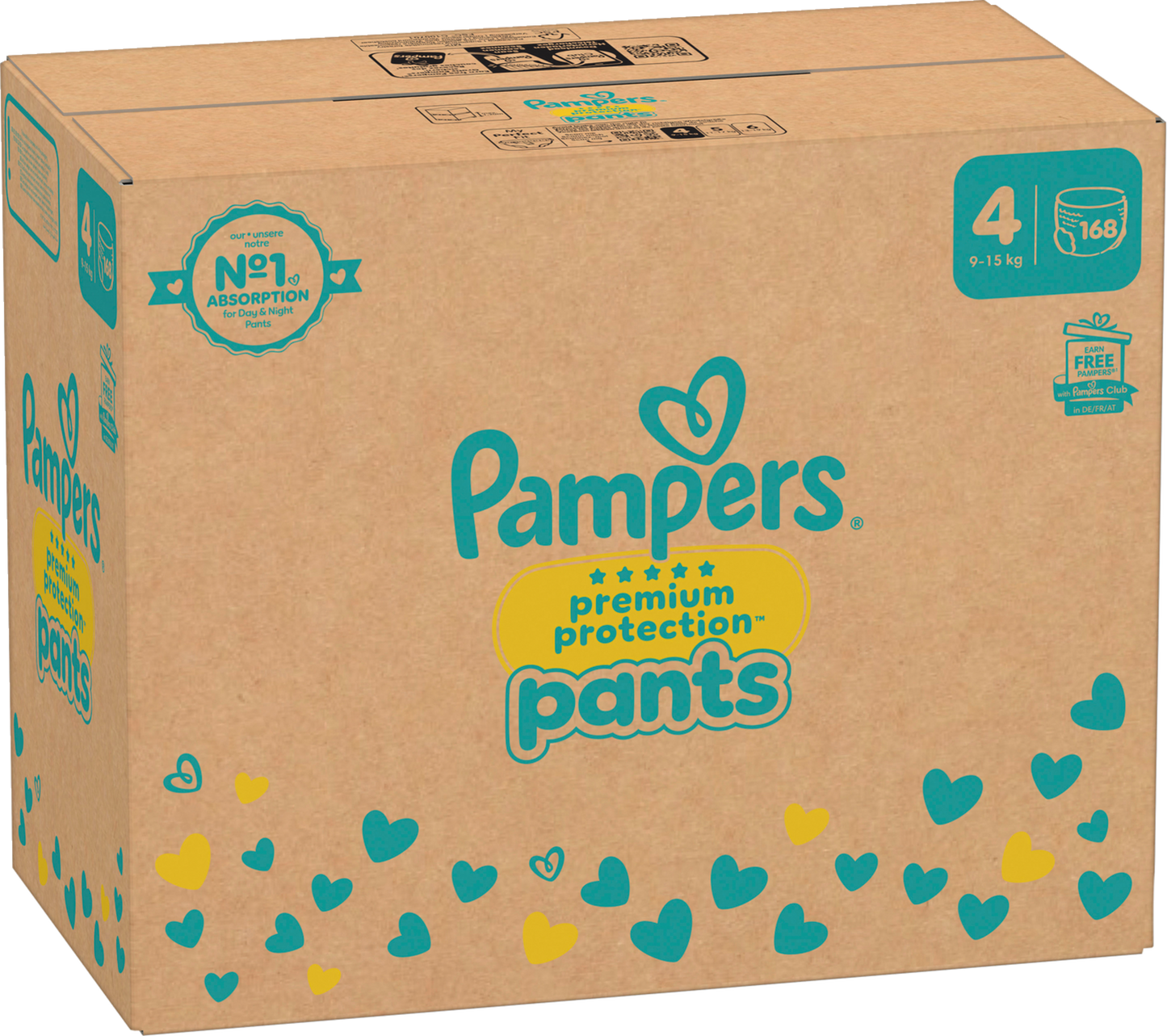 Pampers Premium Protection Pants Gr.4 Maxi 9-15kg (168 STK) Monatsbox