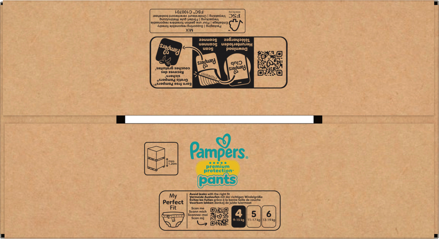 Pampers Premium Protection Pants Gr.4 Maxi 9-15kg (168 STK) Monatsbox