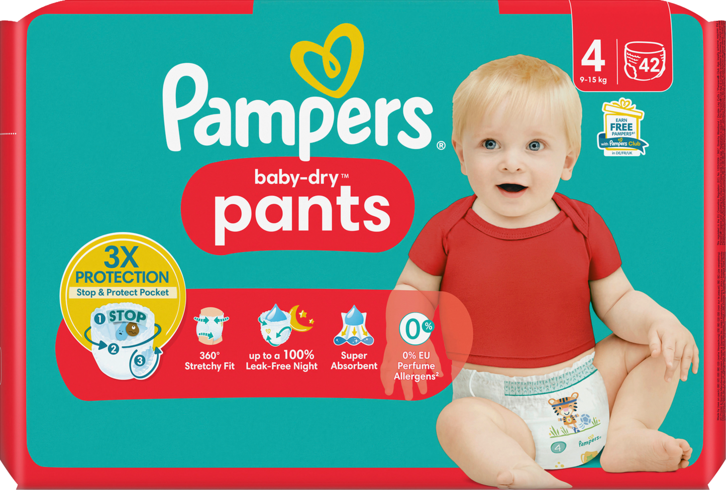 Pampers Baby-Dry PANTS Gr. 4 Maxi 9-15kg (42 STK) Beutel