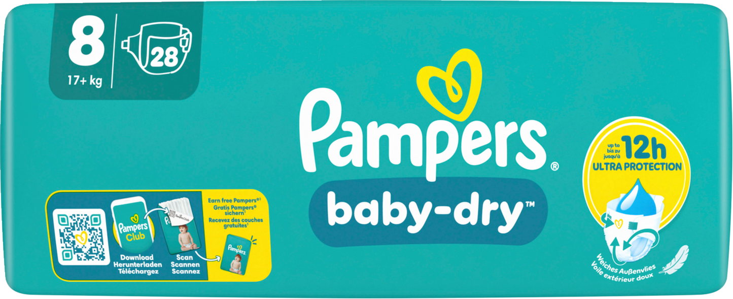 Pampers Baby-Dry Gr. 8 Extra Large Plus 17+kg (28 STK) Sparpack