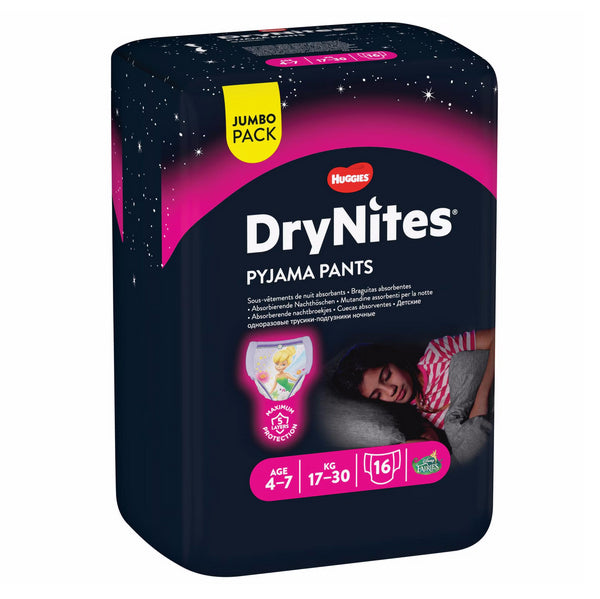 Huggies DryNites® Pyjama Pants Girl 4-7 Jahre (17-30 kg) Beutel (16 STK)