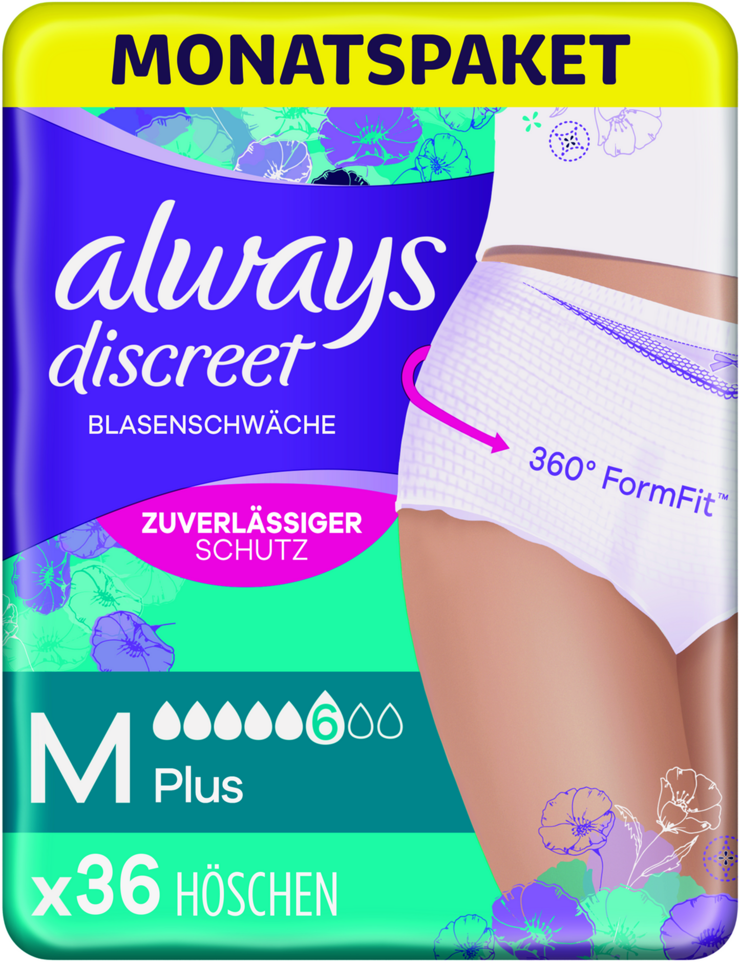 Always Discreet Inkontinenz-Höschen Plus Gr M (36 STK) Monatspaket