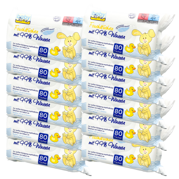 Babyline Feuchttücher 99% Wasser Karton (12 x 80 STK)