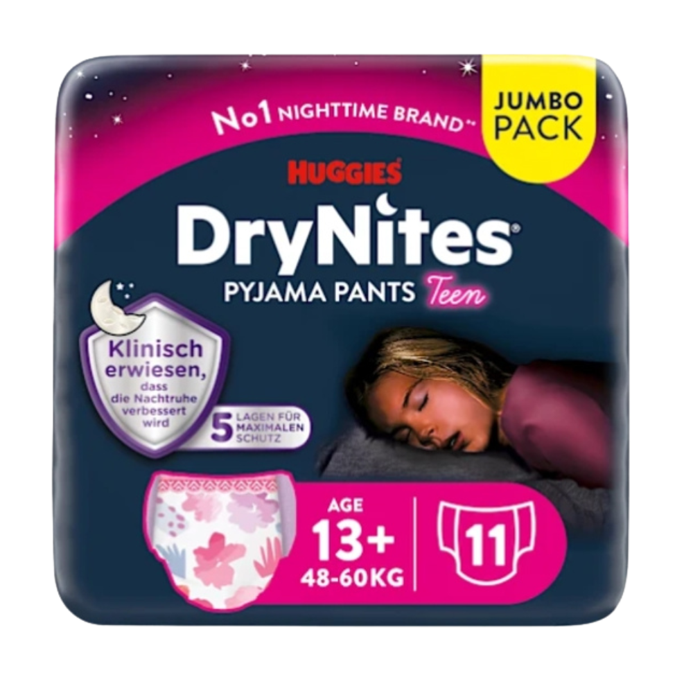 Huggies DryNites® Pyjama Pants Girl +13 Jahre (48-60 kg) Jumbopack (3x11 STK)