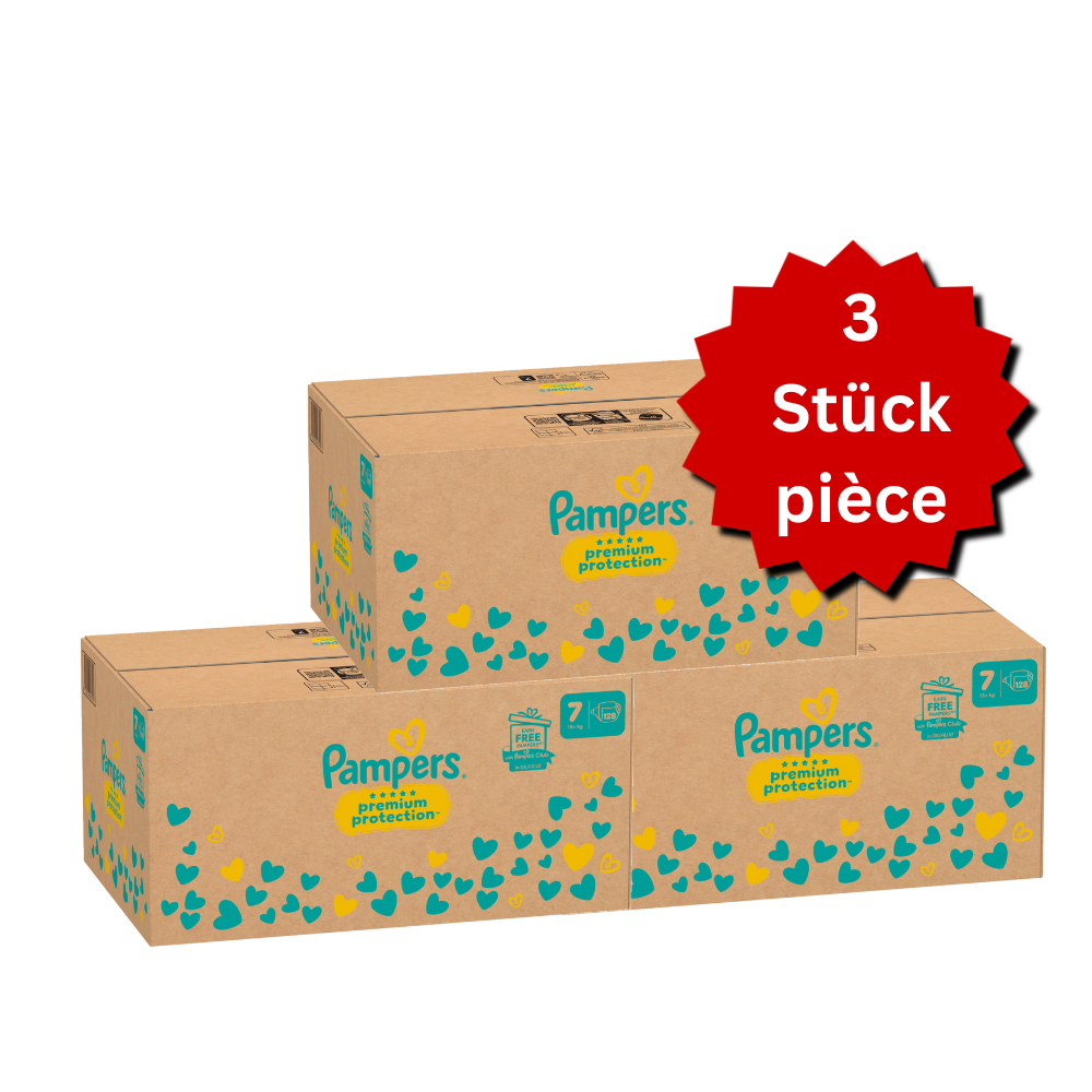 Pampers Premium Protection Gr. 7 XXL 15+kg (3x128 STK) AKTION 3 Monatsboxen