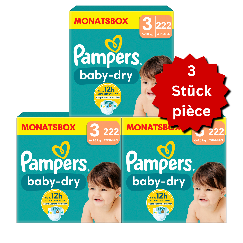 Pampers Baby-Dry Gr.3 Midi 6-10kg (3x222 STK) AKTION 3 Monatsboxen