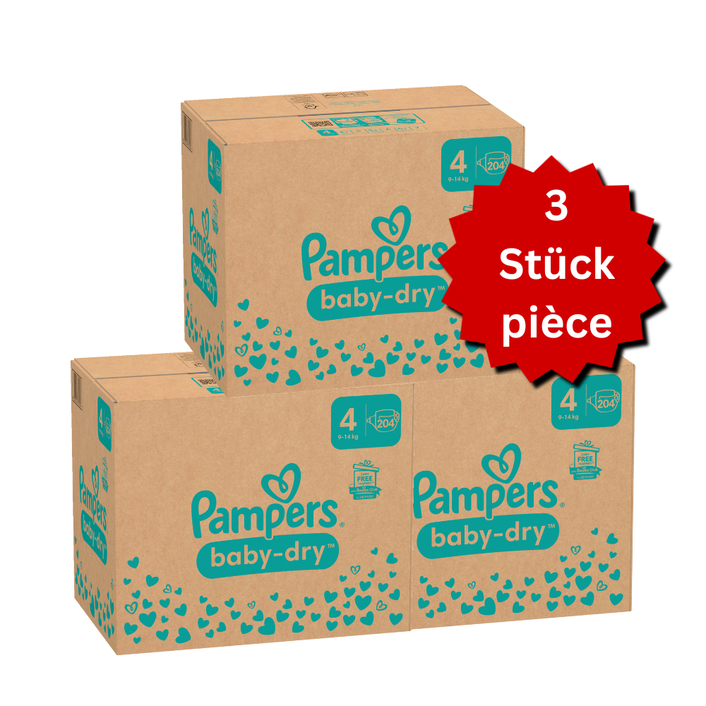Pampers Baby-Dry Gr.4 Maxi 9-14kg (3x204 STK) AKTION 3 Monatsboxen