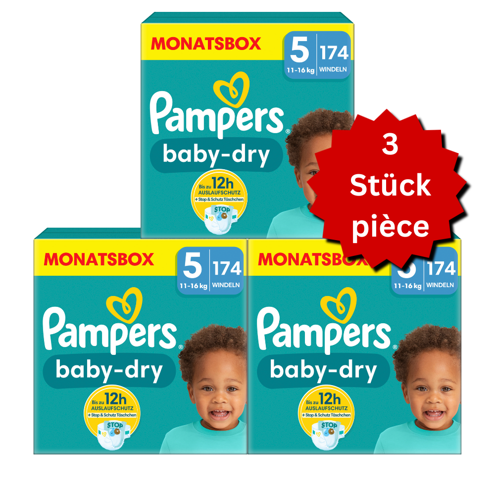 Pampers Baby-Dry Gr.5 Junior 11-16kg (3x174 STK) AKTION 3 Monatsboxen