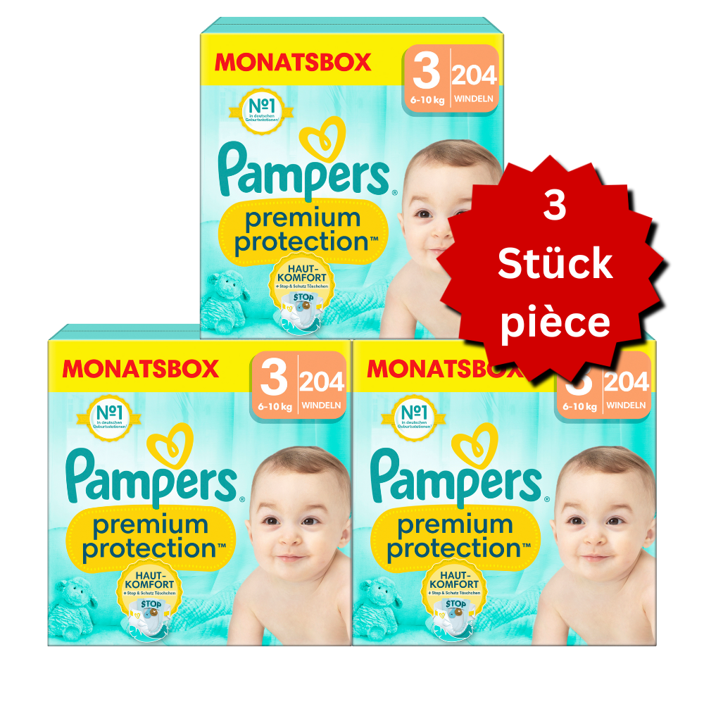 Pampers Premium Protection Gr.3 Midi 6-10kg (3x204 STK) AKTION 3 Monatsboxen