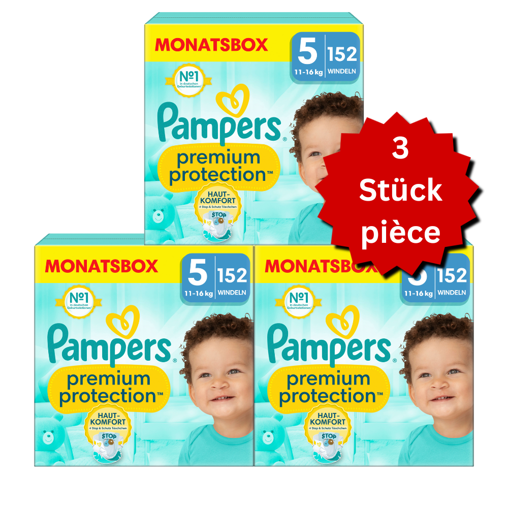 Pampers Premium Protection Gr.5 Junior 11-16kg (3x152 STK) AKTION 3 Monatsboxen