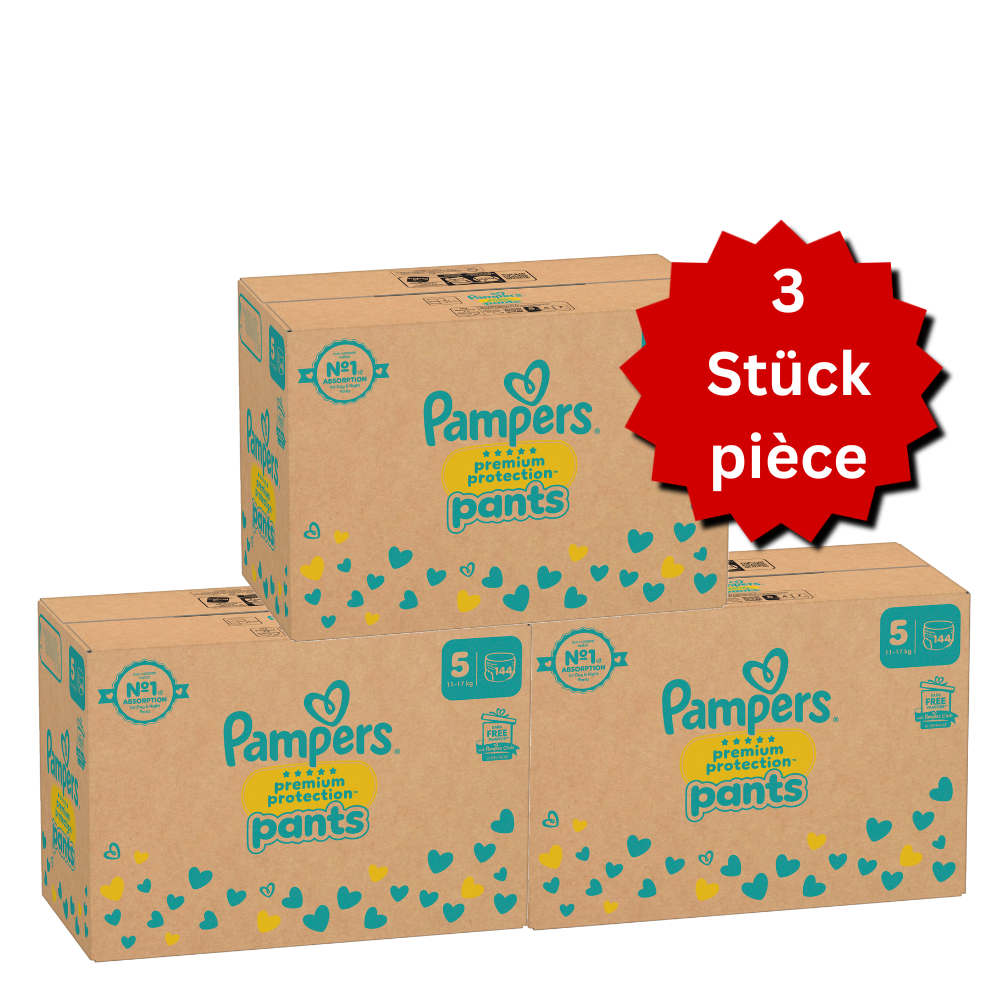 Pampers Premium Protection Pants Gr.5 Junior 12-17kg (3x144 STK) AKTION 3 Monatsboxen