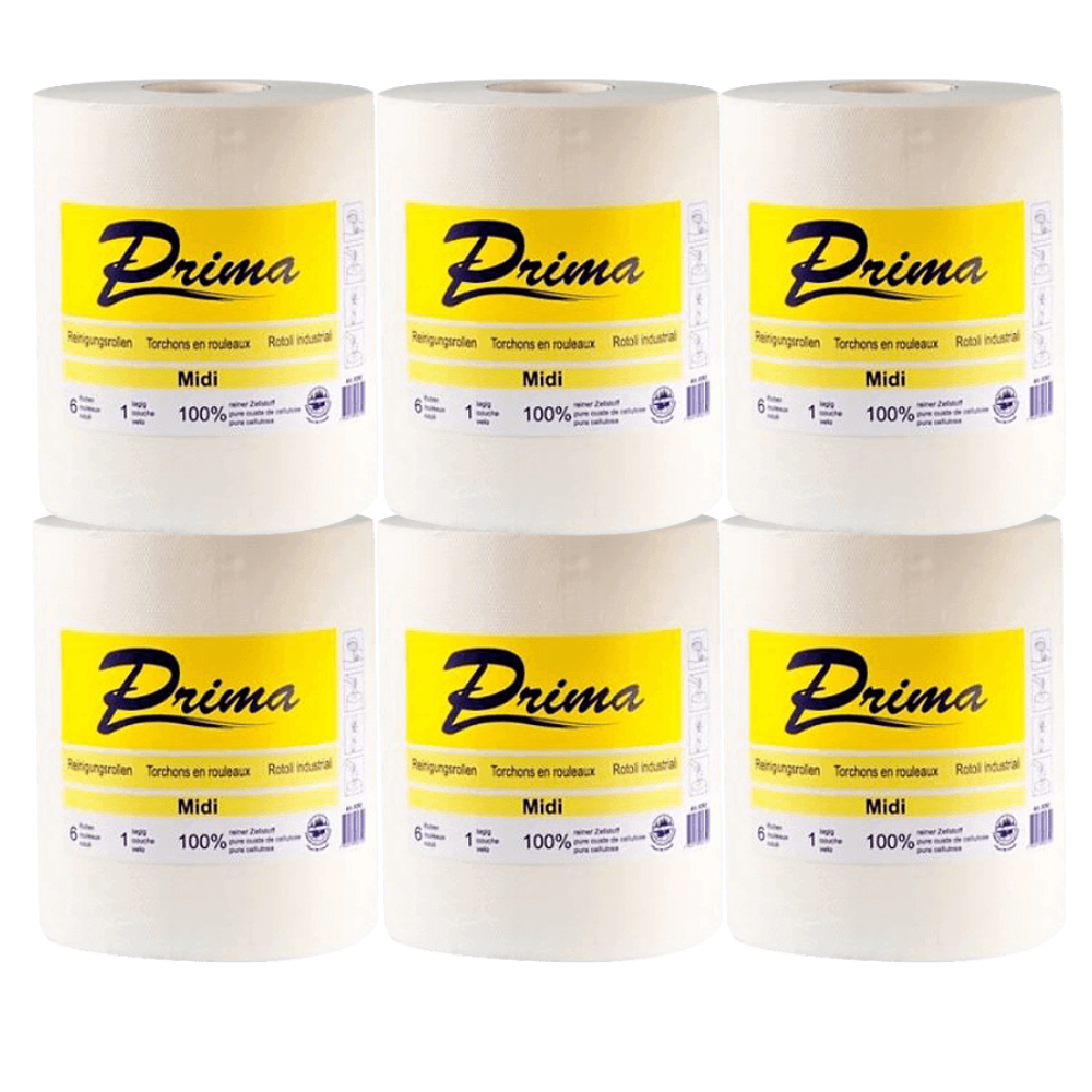 Midi - Reinigungsrolle Prima 1-lagig 6 Rollen à 320lfm