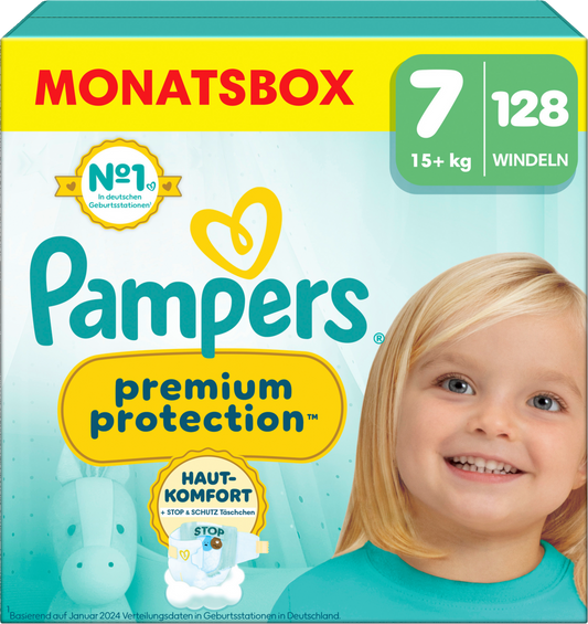 Pampers Premium Protection Gr. 7 XXL 15+kg (128 STK) Monatsbox