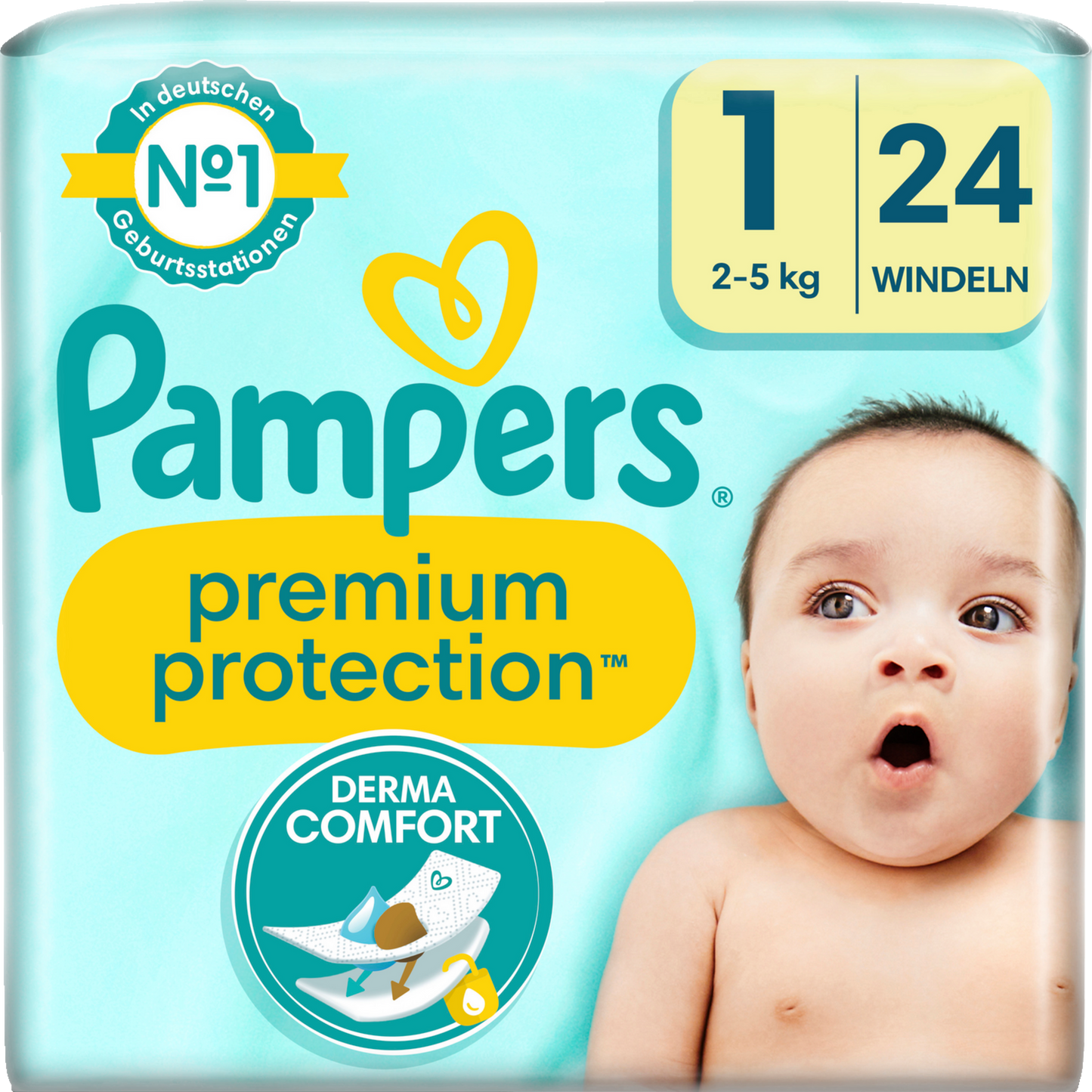 Pampers Premium Protection Gr.1 Newborn (2-5kg) (24 STK) Tragepack