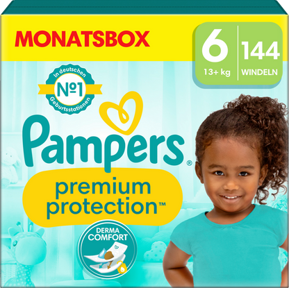AKTION Pampers Premium Protection Monatsbox Gr. 6 + Sangenic-Windeleimer