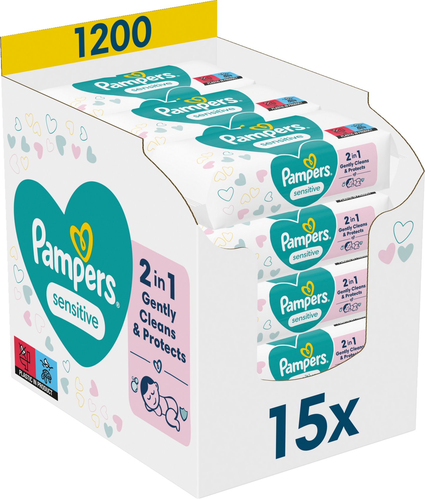 Pampers Feuchte Tücher Sensitive (ECom 15 x 80 STK)