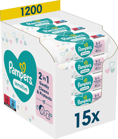 Pampers Feuchte Tücher Sensitive (ECom 15 x 80 STK)