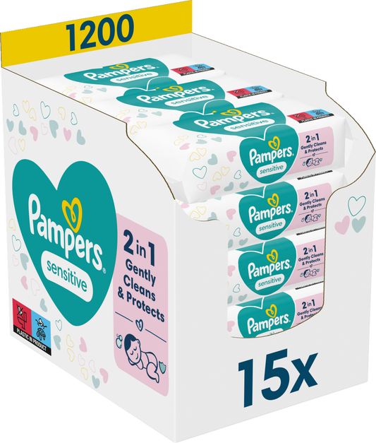 Pampers Feuchte Tücher Sensitive (ECom 15 x 80 STK)