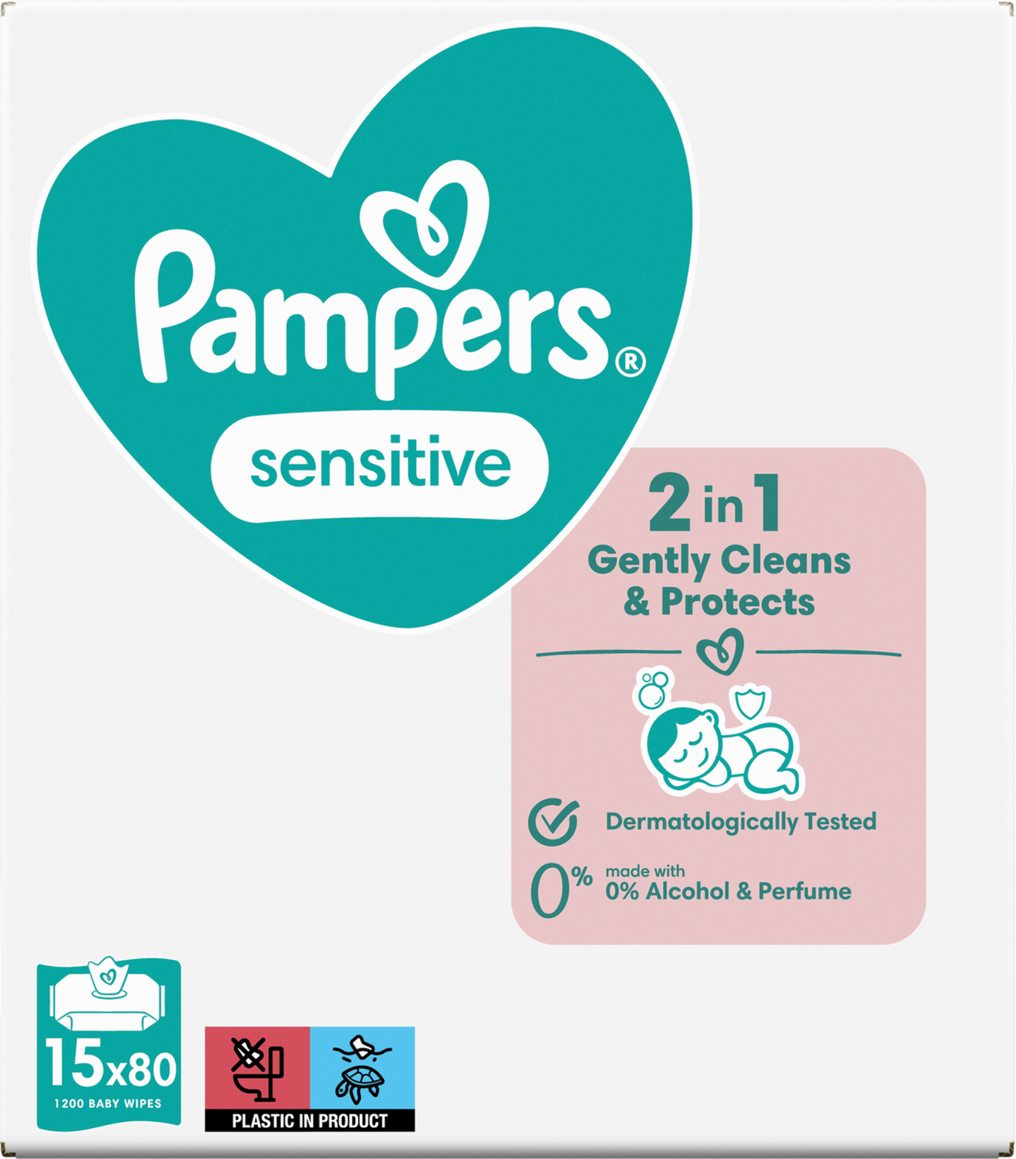 Pampers Feuchte Tücher Sensitive (ECom 15 x 80 STK)