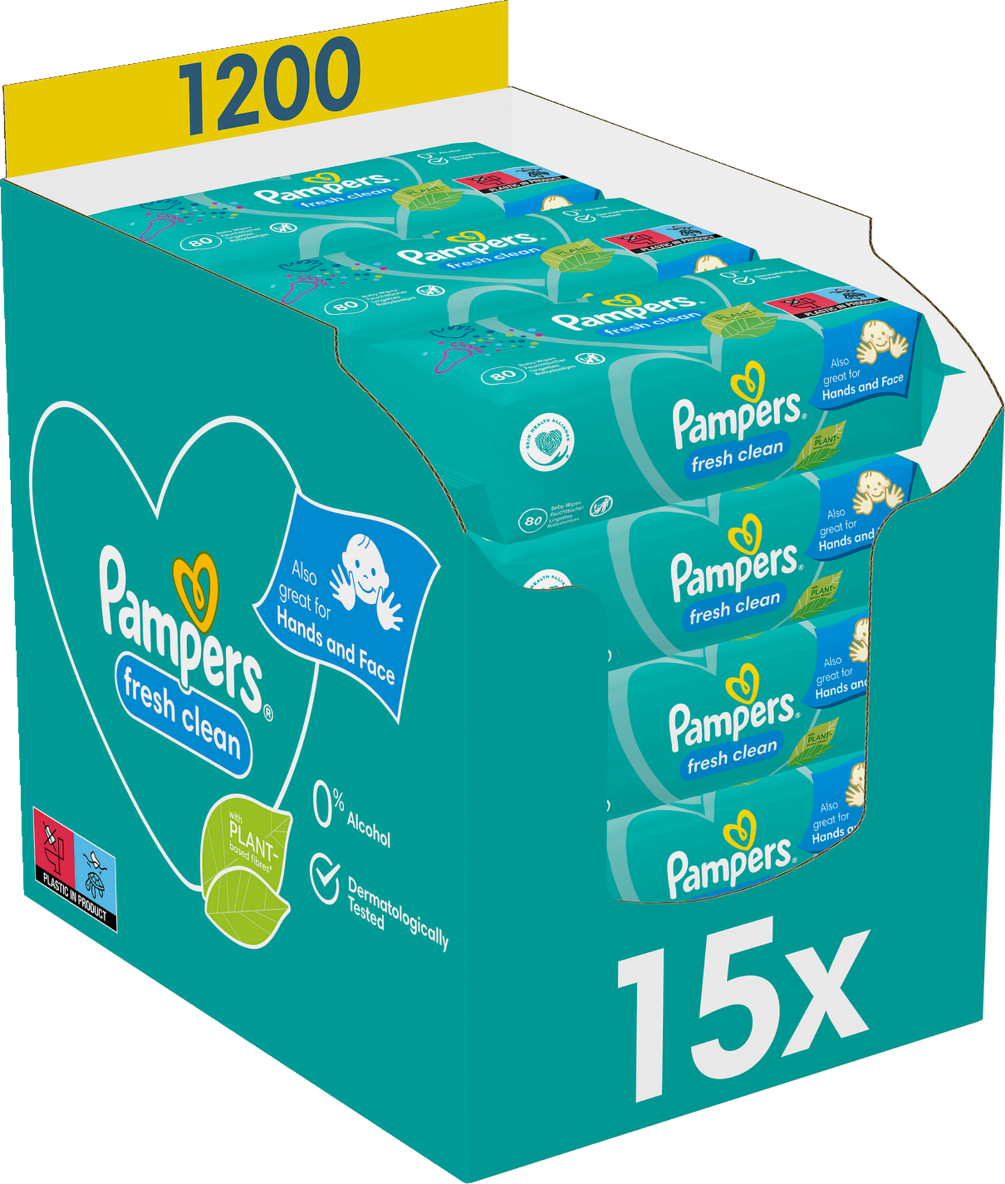 Pampers Fresh Clean Feuchttücher (15 x 80 STK) Karton