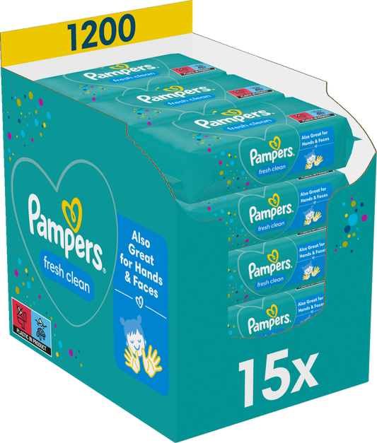 Pampers Fresh Clean Feuchttücher (15 x 80 STK) Karton