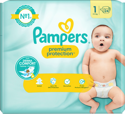 Pampers Premium Protection Gr.1 Newborn (2-5kg) (24 STK) Tragepack