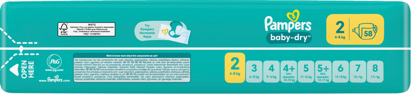 Pampers Baby-Dry Gr.2 Mini 4-8kg (58 STK) Sparpack