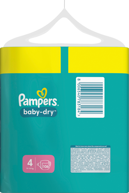 Pampers Baby-Dry Gr. 4 Maxi 9-14kg (106 STK) Maxi Pack