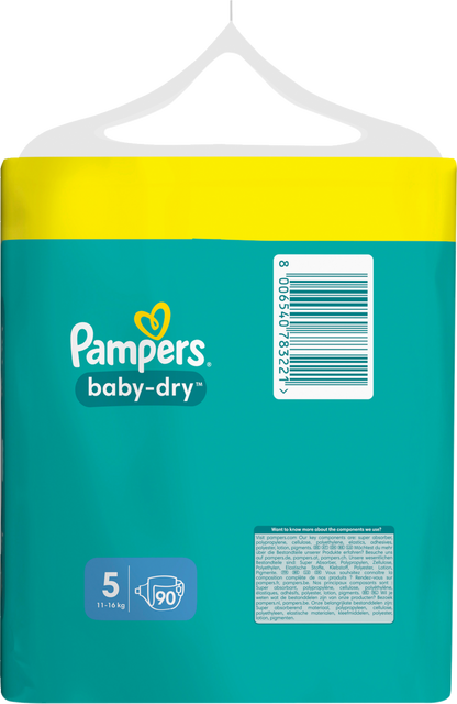 Pampers Baby-Dry Gr.5 Junior 11-16kg (90 STK) Maxi Pack