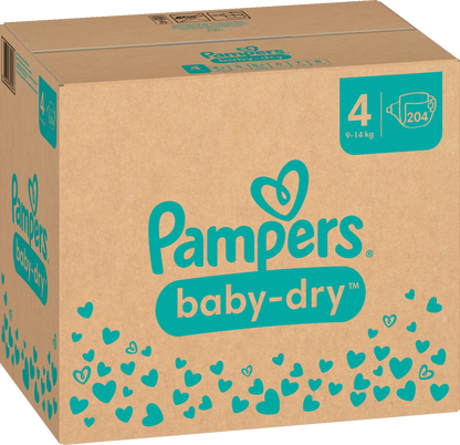 Pampers Baby-Dry Gr.4 Maxi 9-14kg (204 STK) Monatsbox