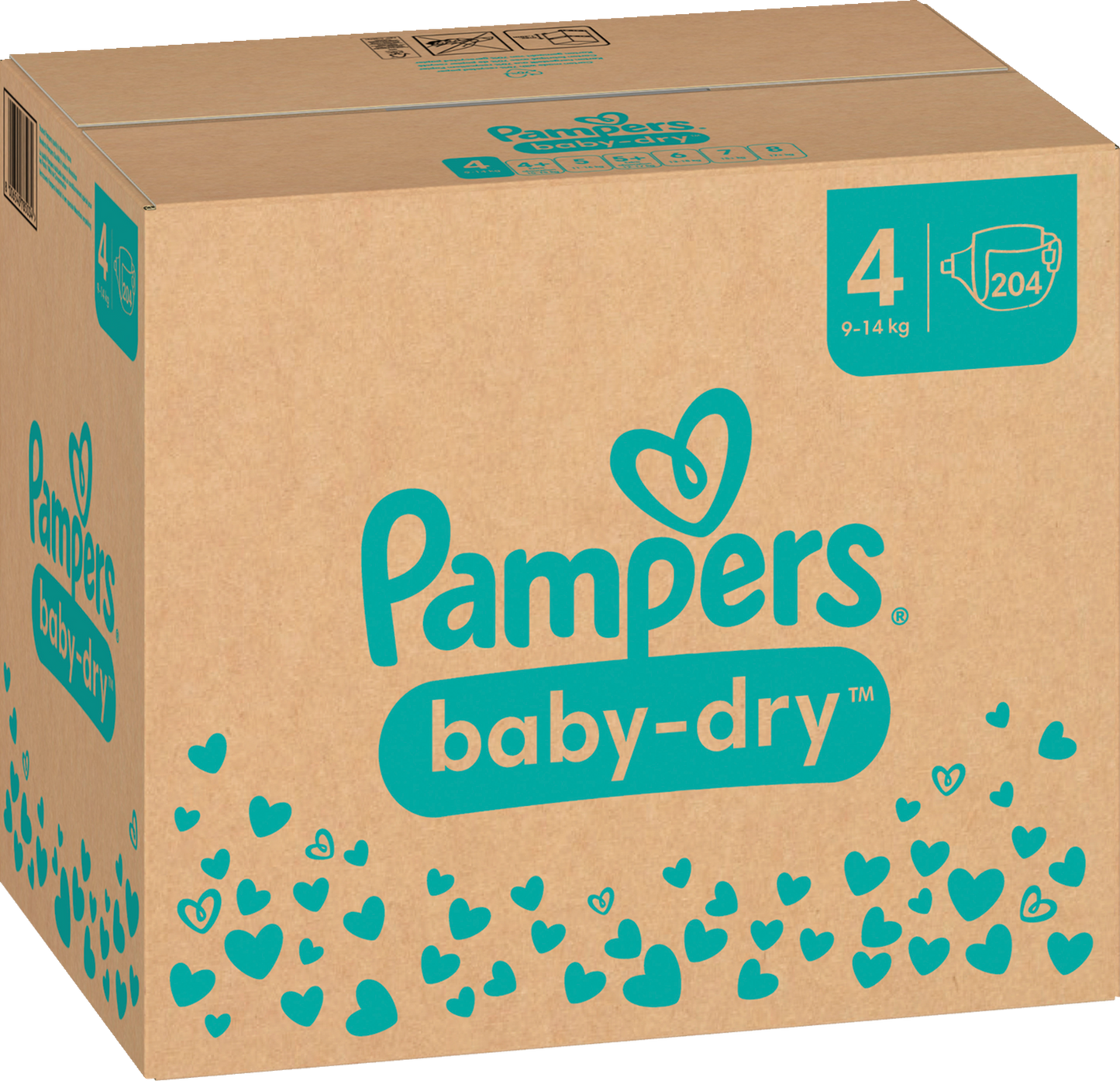 Pampers Baby-Dry Gr.4 Maxi 9-14kg (204 STK) Monatsbox