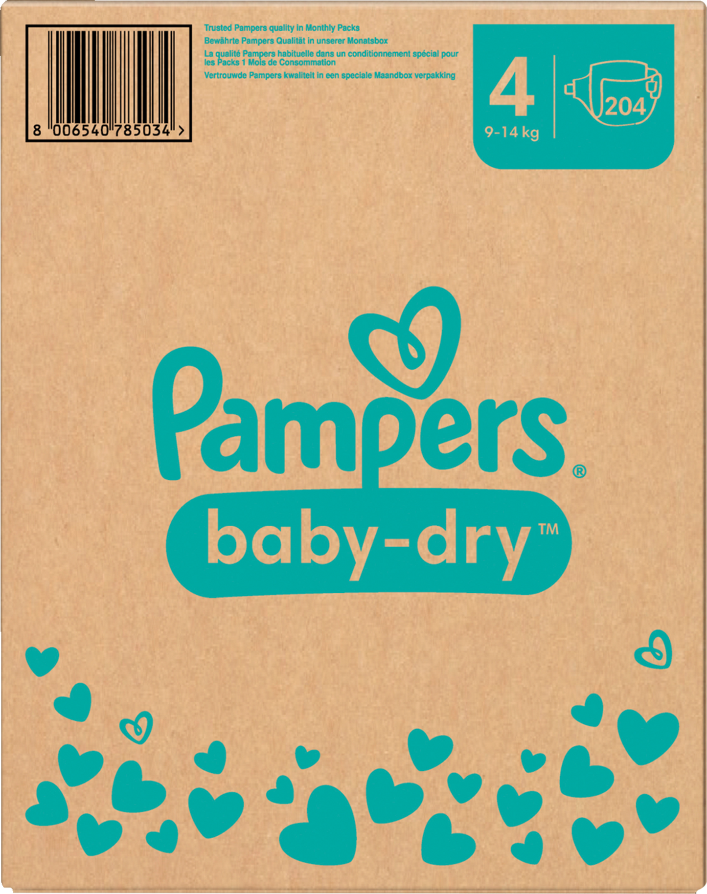 Pampers Baby-Dry Gr.4 Maxi 9-14kg (204 STK) Monatsbox