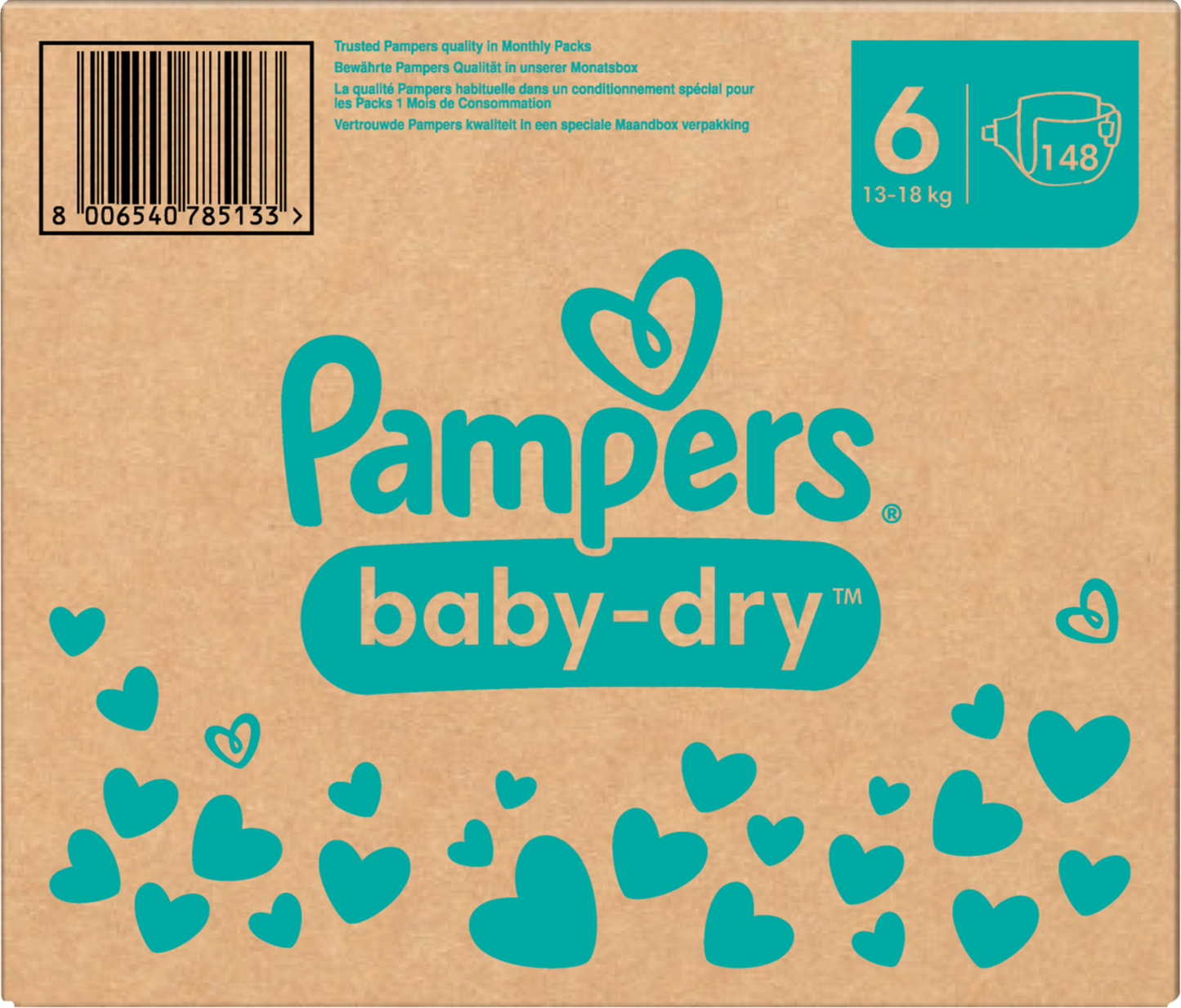 Pampers Baby-Dry Gr.6 Extra Large 13-18kg (148 STK) Monatsbox