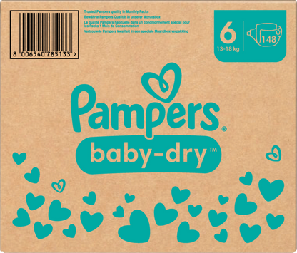 Pampers Baby-Dry Gr.6 Extra Large 13-18kg (148 STK) Monatsbox