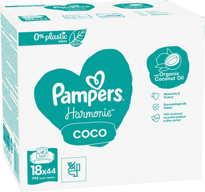 Pampers Harmonie Coco Feuchttücher (18 x 44 STK) Karton