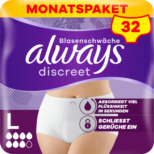 Always Discreet Inkontinenz-Höschen Plus Gr. L (32 STK) Monatspaket