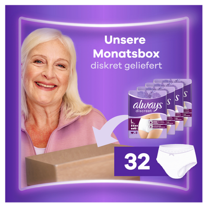 Always Discreet Inkontinenz-Höschen Plus Gr. L (32 STK) Monatspaket