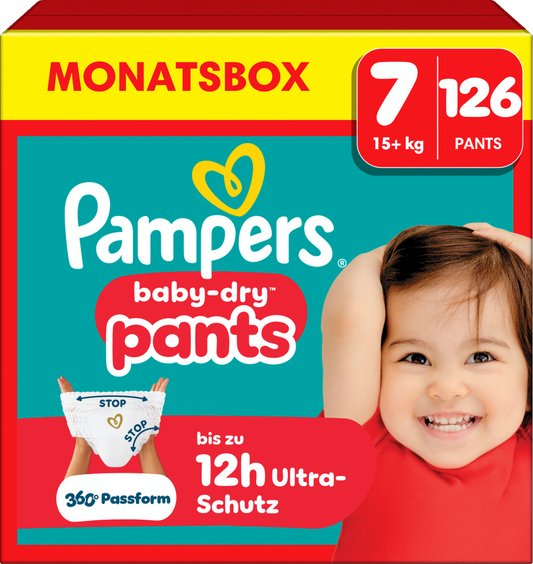 Pampers Baby-Dry PANTS Gr. 7 XXL +15kg (126 STK) Monatsbox