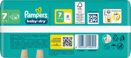 Pampers Baby-Dry Gr. 7 XXL 15+kg (31 STK) Sparpack