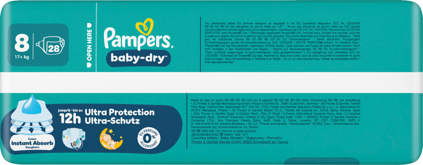 Pampers Baby-Dry Gr. 8 Extra Large Plus 17+kg (28 STK) Sparpack