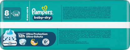 Pampers Baby-Dry Gr. 8 Extra Large Plus 17+kg (28 STK) Sparpack