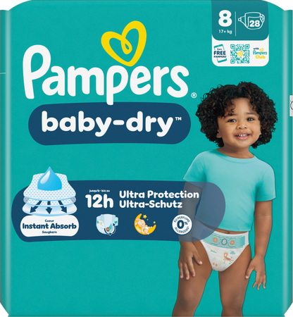 Pampers Baby-Dry Gr. 8 Extra Large Plus 17+kg (28 STK) Sparpack