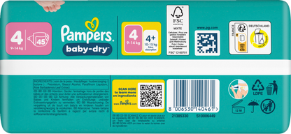 Pampers Baby-Dry Gr. 4 Maxi 9-14kg (45 STK) Sparpack