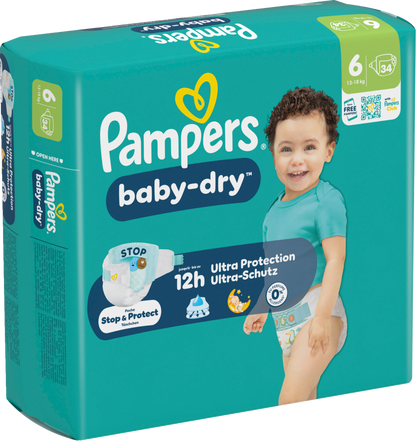 Pampers Baby-Dry Gr.6 Extra Large 13-18kg (34 STK) Sparpack