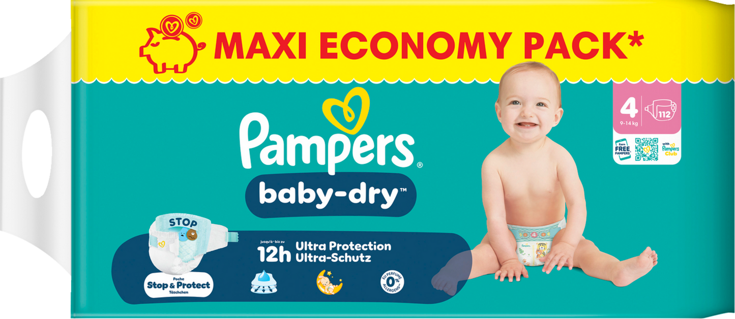 Pampers Baby-Dry Gr. 4 Maxi 9-14kg (112 STK) Maxi Pack
